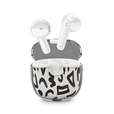 Music Sound | DRIP - Auricolare Bluetooth a capsula - Custodia Trasparente con Design Fantasie alla Moda - Playtime 19H - Comandi posti sugli auricolari - Fantasia Strisce Colore