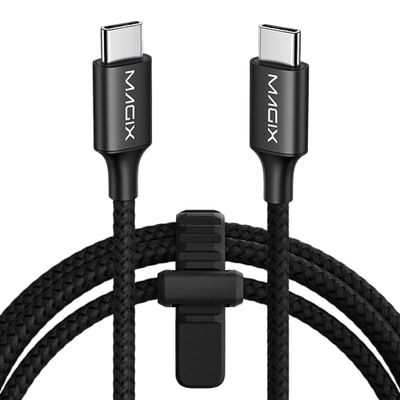 Magix USB C-kabel, 60 W, 1 m, zwart, snel opladen PD 3.0, 3 A, gegevenssynchronisatiesnelheid 480 MB/s, compatibel met MacBook Pro/Air, iPad Pro 2021/Air 5, Galaxy S23/S22 Ultra, Pixel 7 6