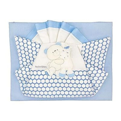 Andy & Helen 2/400d11 c Drap Berceau Brodé, bleu clair