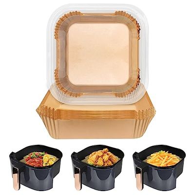 HORJOR 100 Piezas Papel para Freidora de Aire, 20cm Accesorios Cosori Papel Horno Cuadrado Freidora sin Aceite para 4-7L, Hornear Asar y Microondas Sartén