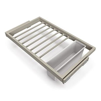 Emuca - Kit 7 aste per Pantaloni, 1 Vassoio ausiliario e Telaio con Guide a Chiusura Morbida per Armadio, Regolabile, modulo 800mm, Grigio Pietra