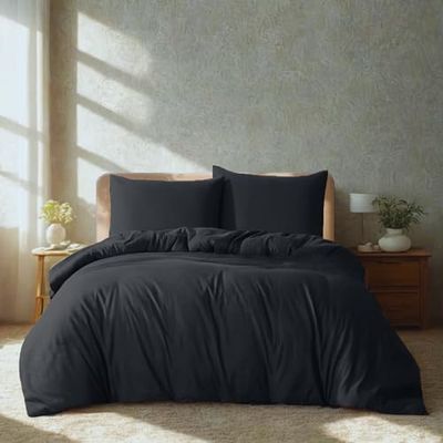 Komfortec Juego de Cama de 3 Piezas, Funda nórdica de 200 x 200 cm y 2 Fundas de Almohada de 80 x 80 cm, cepillada, 100% Microfibra, Antracita