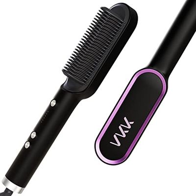 VKK Hair Straightener Brush, Flat Iron and Hair Brush 2-in-1, Anti-Scald, Fast Heating, 5 Temp Settings (120℃-200℃), Professional Salon at Home