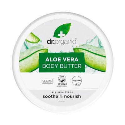 Dr Organic Aloe Vera Body Butter, Soothing, Moisturising, All Skin Types, Natural, Vegan, Cruelty-Free, Paraben & SLS-Free, Organic, 200ml, Packaging may vary