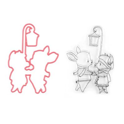 Nellie's Choice Cutting Die and Clear Stamp Christmas, Animals, 5.8 x 8 cm, Card Making Supplies, Metal Dies for Scrapbooking, DIY and Paper Crafts, Multiple Colors, 58x80mm