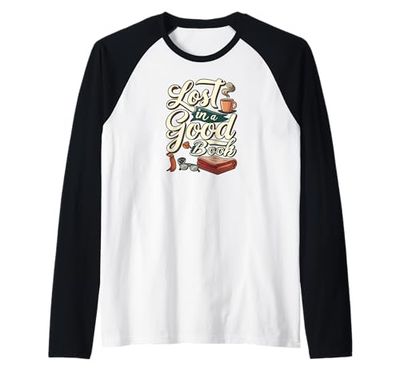 Lost in a Good Book Cozy Reading Design Maglia con Maniche Raglan