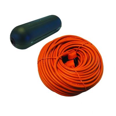 Waterdichte kabelkoker + oranje verlengsnoer – 20 m