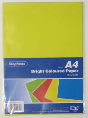 Stephens Bright Coloured Paper 80gsm 25 Sheets, Great For Printing, Photocopying, Card Making, Decoupage, And Scrapbook Designs, Perfect Cardboard Base For Craft Projects, Essential Stationery Item