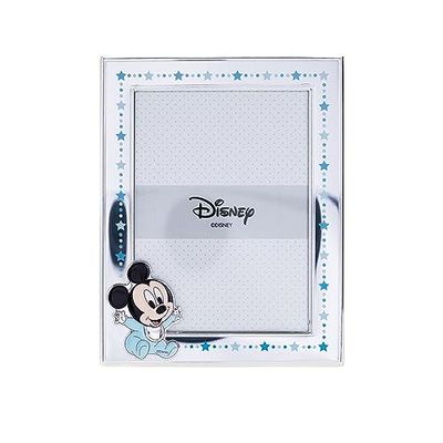 VALENTI & CO. – Disney Baby – Mickey – Marco de fotos de plata para niños, regalo bautizo, nacimiento o cumpleaños (13 x 18 cm)