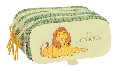 Safta M710 812441710 Mufasa, Drievoudige mapje, voor kinderen, ideaal voor schoolleeftijd, comfortabel en veelzijdig, kwaliteit en duurzaamheid, 21,5 x 8 x 10 cm, groen/beige, uniseks, kinderen,
