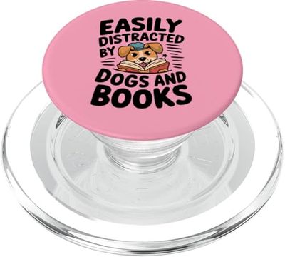 Fácilmente distraído por perros y libros, lectura divertida PopSockets PopGrip para MagSafe