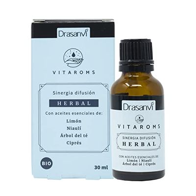 Drasanvi VITAROMS SINERGIA DE DIFUSIÓN HERBAL CERTIFICADO BIO - 100% de origen natural - Agradable sensación de bienestar - VEGANO - 30ml