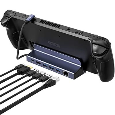 NOVOO 6-in-1 Docking Station per Steam Deck, con HDMI 2.0 4K@60Hz, Ethernet 1Gbps, 3 Porte USB A 3.0, Ricarica USB C PD 100W, Compatibile con Valve Steam Deck