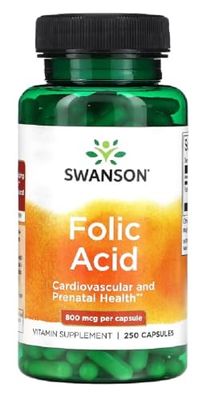 Swanson - FOLIC ACID 1000 mcg | Ácido Fólico | Apoya la salud del corazón y la regeneración celular - 250 cápsulas