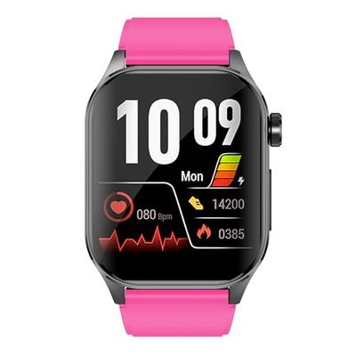 Knauermann PRO 3 (2024) zwart - gezondheidshorloge smartwatch met telefoonfunctie - ECG + HRV en SOS-functie - AMOLED-display, BT Bluetooth - slaapapneu - siliconen band roze, 14-24, siliconen roos,