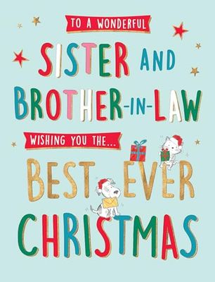 Piccadilly Greetings Christmas Card To a Wonderful Sister & Brother In law Pets type - 8 x 6 inches