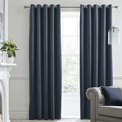 Laurence Llewelyn-Bowen Montrose gordijnen met oogjes, fluweel, 168 x 229 cm, marineblauw