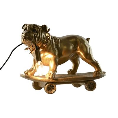 LAMPARA SOBREMESA RESINA 45X23X34 BULLDOG DORADO