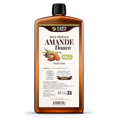 Huile d'AMANDE Douce 900 ml - Cosmos Natural - Planète au Naturel - Pressée à froid - Cheveux, peau, visage