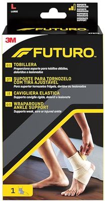 FUTURO Wrap Around Ankle Support, Large (22.9-25.4 cm) – Adjustable Strap personalizes Your Level of Compression, Fits Left or Right Ankle, Arch Support, Breathable, Slim Fit for Shoes