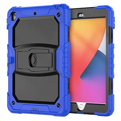 Custodia per iPad Pro 9.7 con supporto, durevole, ibrida, resistente agli urti, a tre strati, custodia protettiva in silicone per tablet per bambini (rosa)