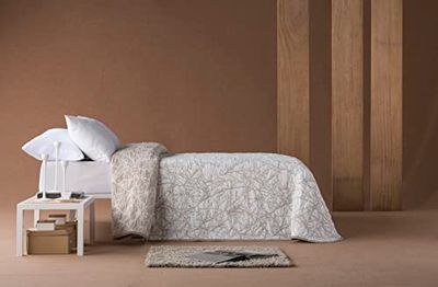 Estoralis TOPAIO | Copriletto estivo dal design moderno | tessuto jaquard ad alta resistenza | modello TOPAIO | colore beige | per letto da 135 cm. (235-270 cm. AnchoxAlto) | Copre letto