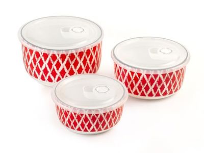 Officine Standard Set mit 3 Porzellanbehältern mit Deckel, Fassungsvermögen 360 ml, 620 ml, 1000 ml, ideal zum Servieren und Aufbewahren, elegant und vielseitig für die Küche