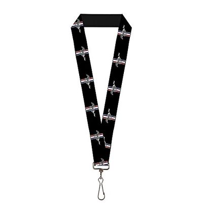 Buckle-Down Women's Lanyard-1.0"-Ford Mustang w/Bars Logo Repeat Key Chain, Multicolor, One Size