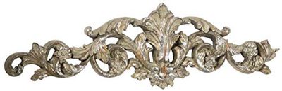 Biscottini - Fregio Decorativo - L48xPR2xH14 Cm - Arredamento Casa - Argento Anticato - Decorazioni Da Parete In Legno