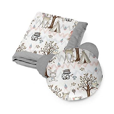 Kospu set biancheria da letto e coperta per bambini e ragazzi, tessuto in cotone e velluto, imbottitura 100% poliestere, coperta per dormire 135 x 100 cm, cuscino per dormire orso æ50 cm