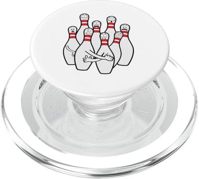 Cartoon Bowling Scared Bowling Pins Funny Sport Bowler PopSockets PopGrip para MagSafe