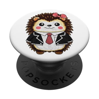 Kawaii Hedgehog con uniforme escolar asiático PopSockets PopGrip Adhesivo