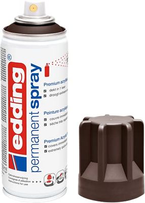 edding 5200 spray permanent - chocolat mat - 200 ml - peinture acrylique pour peindre ou décorer verre, métal, bois, céramique, plastique, toile - peinture acrylique en aérosol