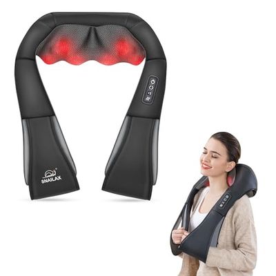 Snailax Shiatsu Masażer Karku Z Wysoką Temperaturą, Obracany O 4D, Masażer Szyi I Ramion, Z Ciepłem, Prezent Dla Mamy, Taty, Poduszka Grzewcza Do Karku I Pleców
