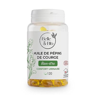 ACTION SUR LA PROSTATE - Huile de Pépin de Courge 500 Mg/Capsule pour Homme 120 Capsules - Huile certifiée Bio - Fabriqué en France