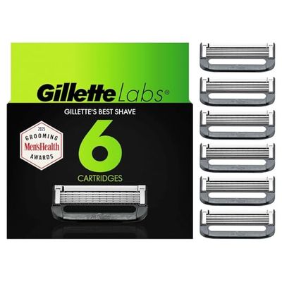 GilletteLabs 6 sztuk żyletek do golenia GilletteLabs With Exfoliating Bar i Heated Razor, żyletki firmy Gillette