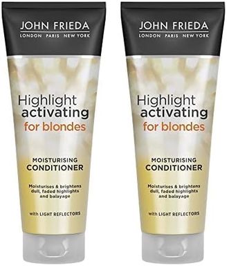 John Frieda Sheer Blonde Highlight Activating Moisturising Conditioner for Lightened and Highlighted Blonde Hair 250 ml (Pack of 2)