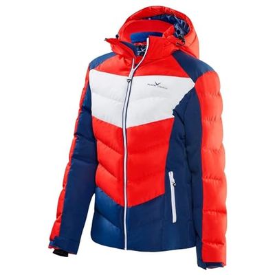 Black Crevice Damen Skijacke, Giacca da Sci. Donna, Rosso, Blu, Bianco, 40