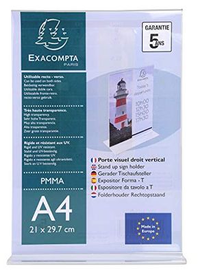 Exacompta - Ref 84158D - Freestanding Sign & Literature Holder - Suitable for Displaying A4 Documents, PMMA (Acrylic) Material, Rigid & UV Resistant - Transparent