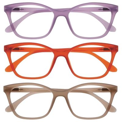OPULIZE KAT Gafas de Lectura - Pack de 3 - Elegante Montura Ojo de Gato - Malva, Naranja, Topo - Hombres y Mujeres - Bisagras de Muelle - RRR59-5GU - +2.00