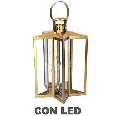 Vacchetti Lanterne Led Métal Étoile Or