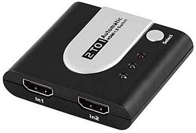 PremiumCord Interruttore HDMI 2:1 Automatico con Stato LED, risoluzione Video Full HD 1080p 60Hz, 3D, HDCP, Colore Nero e Argento