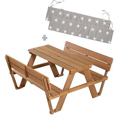 roba Kinderen Outdoor + zitgroep 'Picknick for 4' incl. zitkussen, 2 banken, massief hout, weerbestendig