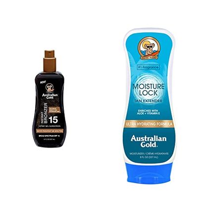 Australian Gold Protector Solar con Bronceador, Marron, 237 Mililitros & Crema Hidratante Extensiva - 227 gr