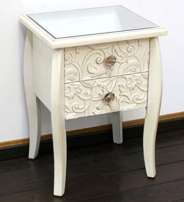 DRW DRW097574 Table de Chevet avec 2 tiroirs Beige 43 x 63 x 36 cm