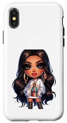 Cute Chibi Mexican Baby Girl Chicana Virgen Santa María Case for iPhone X/XS