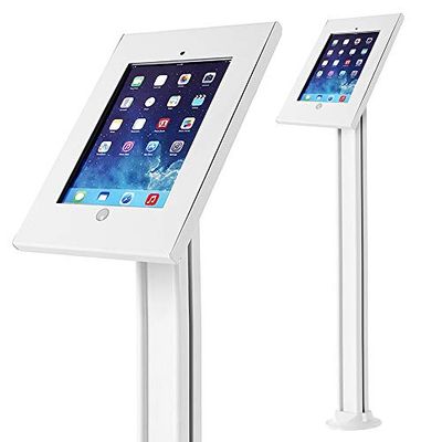 Maclean MC-678 Universele vloerstandaard compatibel met iPad 2/3/4/Air, Air 2 tablethouder, tabletstandaard, houder met vergrendeling (wit)