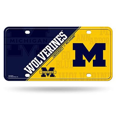 Rico Industries NCAA Michigan Wolverines Metal License Plate Tag, 6 x 11.5