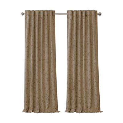 Elrene Home Fashions Mia Jacquard Scroll Blackout Window Curtain, 52" x 95" (1 Panel), Taupe