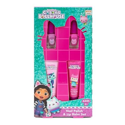 Gabby's Dollhouse Children's Nail Polish & Lip Balm Gift Set - contains 2 x Nail Polish and 2 x Lip Balm